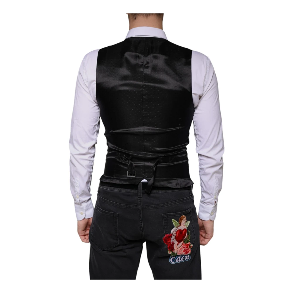 Dolce & Gabbana Zwart Wol Formeel Vest Jurk Black Heren