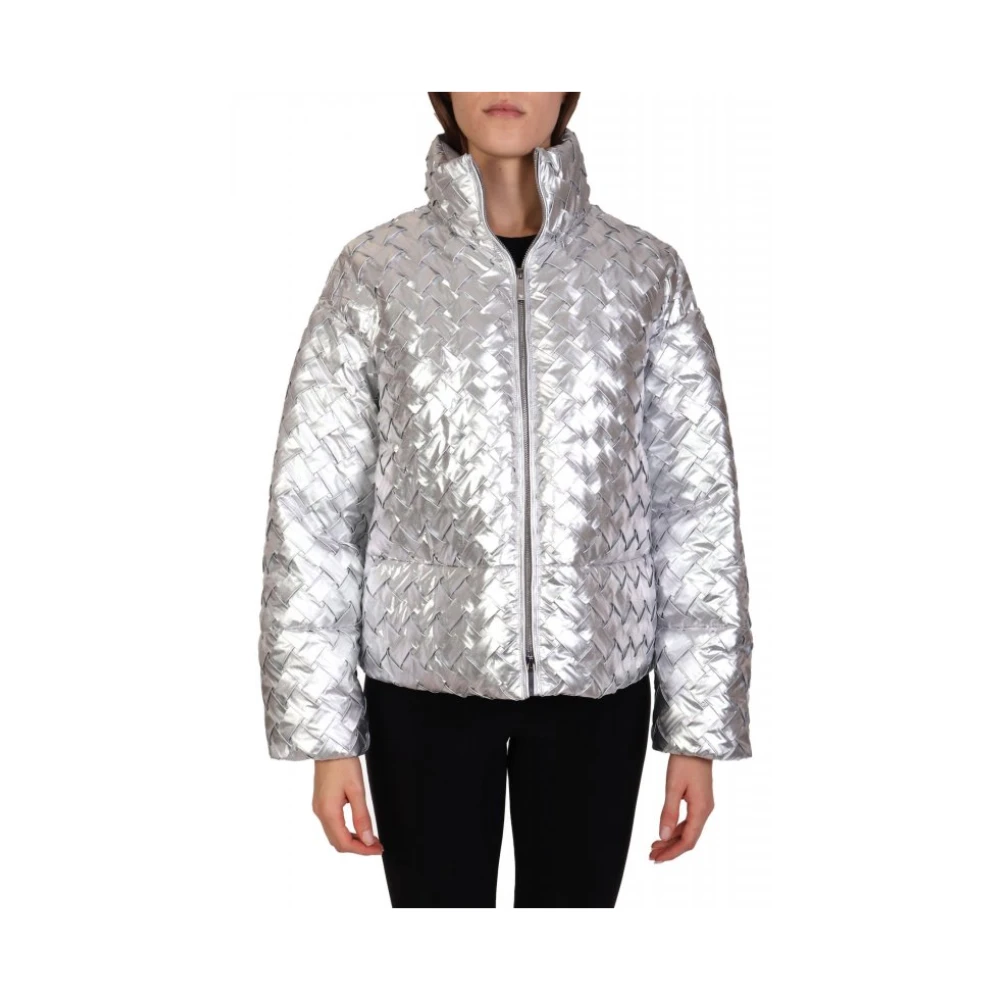 Emporio Armani Vrouw Grijs Jassen Dames, L, Polyester, Jack Met Volledige Ritssluiting In Geweven Technische Stof