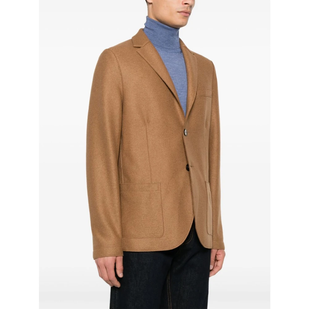 Harris Wharf London Bruine Wol Knoopjas Beige Heren