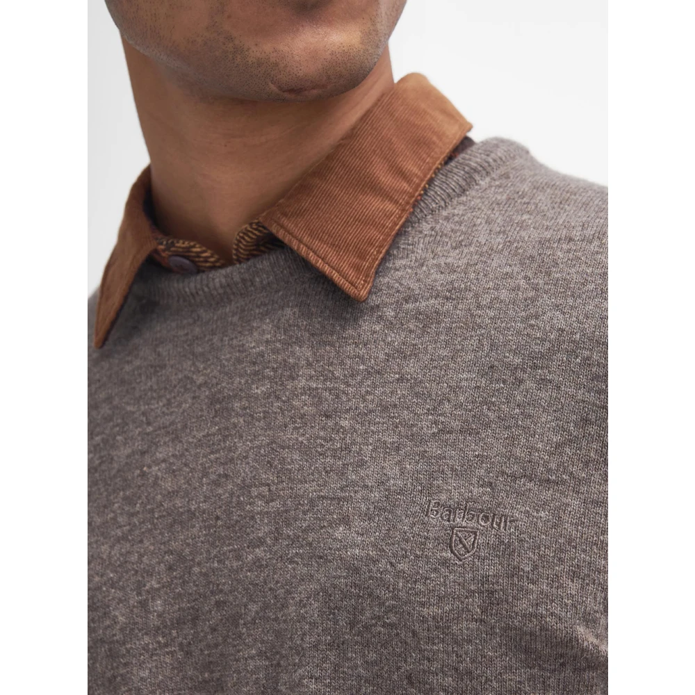 Barbour Essential Crew Neck Sweaters Gray Heren