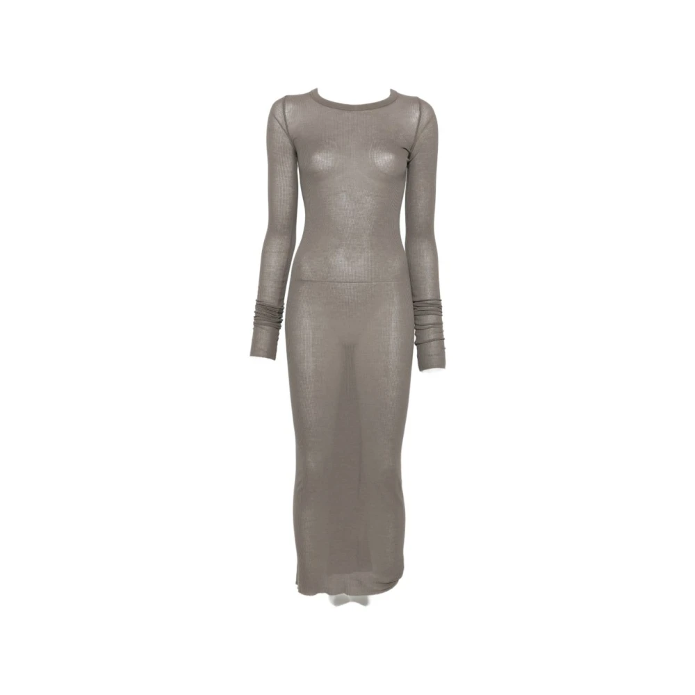 Rick Owens Mujer Gris - Vestido Midi De Punto Acanalado - Dresses - L