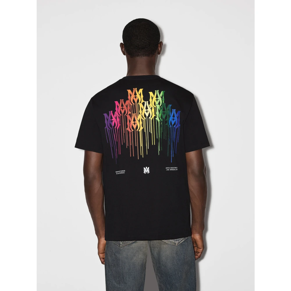 Amiri Zwart Drip Collage Bedrukt T-shirt Black Heren