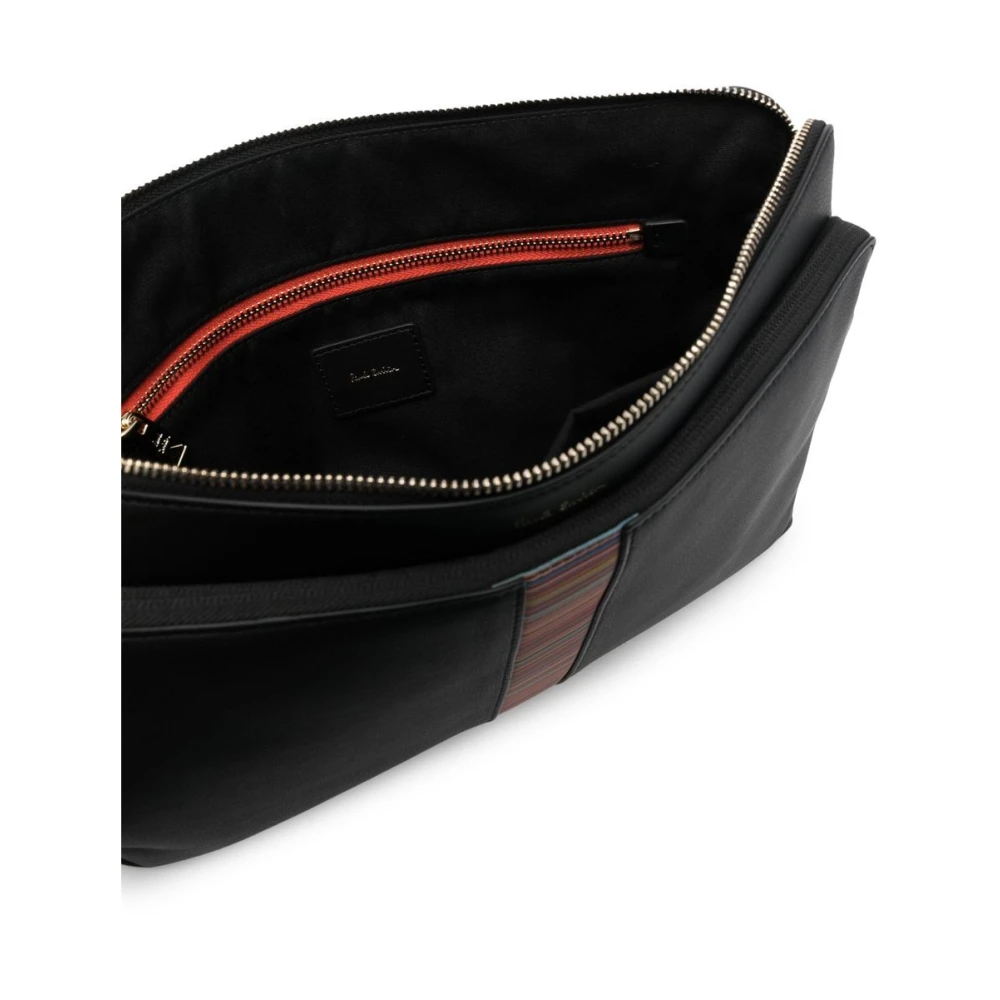PS By Paul Smith Zwarte leren tas met logoprint Black Heren