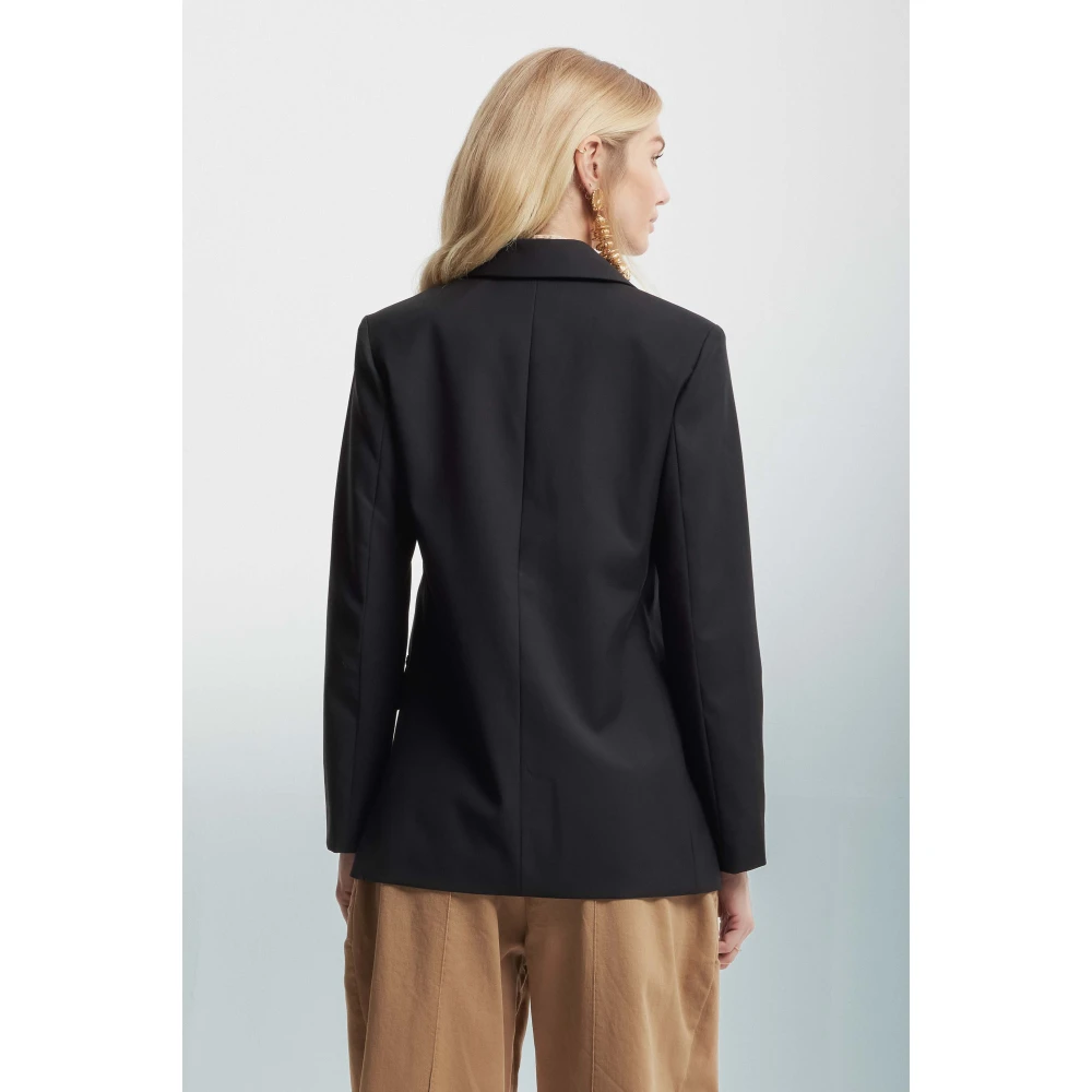 Kocca Elegante single-breasted jas met profiel detail Black Dames