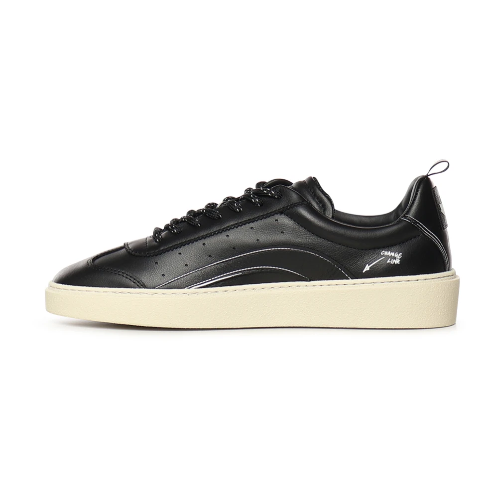 Dsquared2 Men's Black Calf Leather Lace-Up Trainers - Sneakers - 7 Uk - Shoes