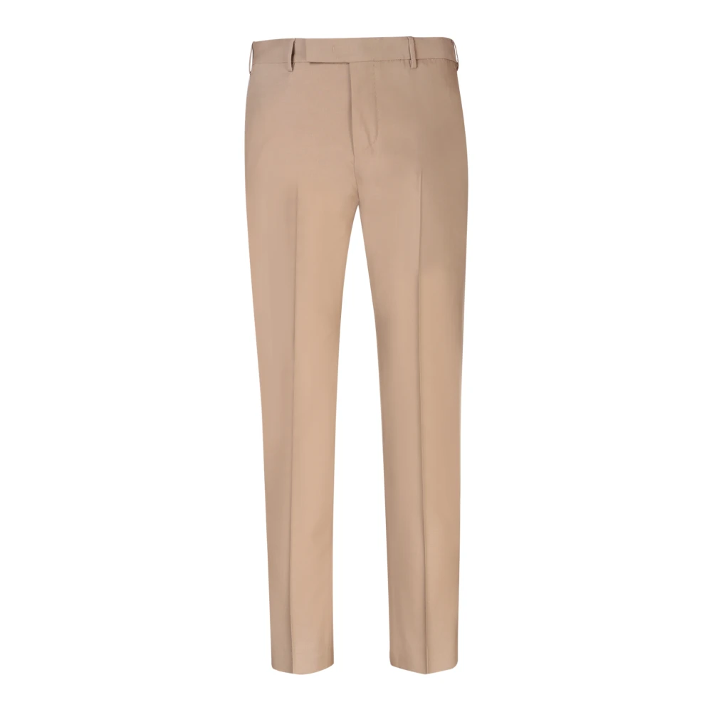 PT Torino Beige Wolmix Straight Leg Broek Beige Heren