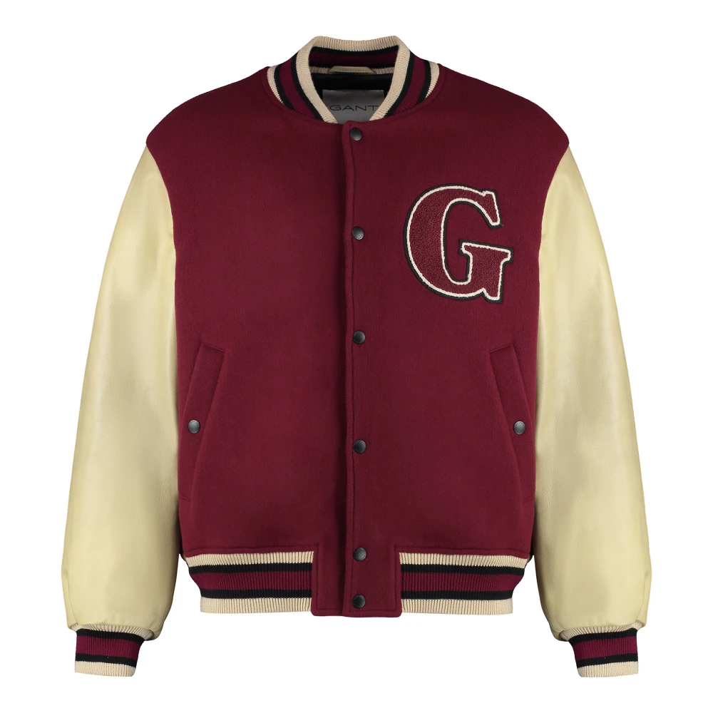 Gant Wollen bomberjack met logopatch Red Heren