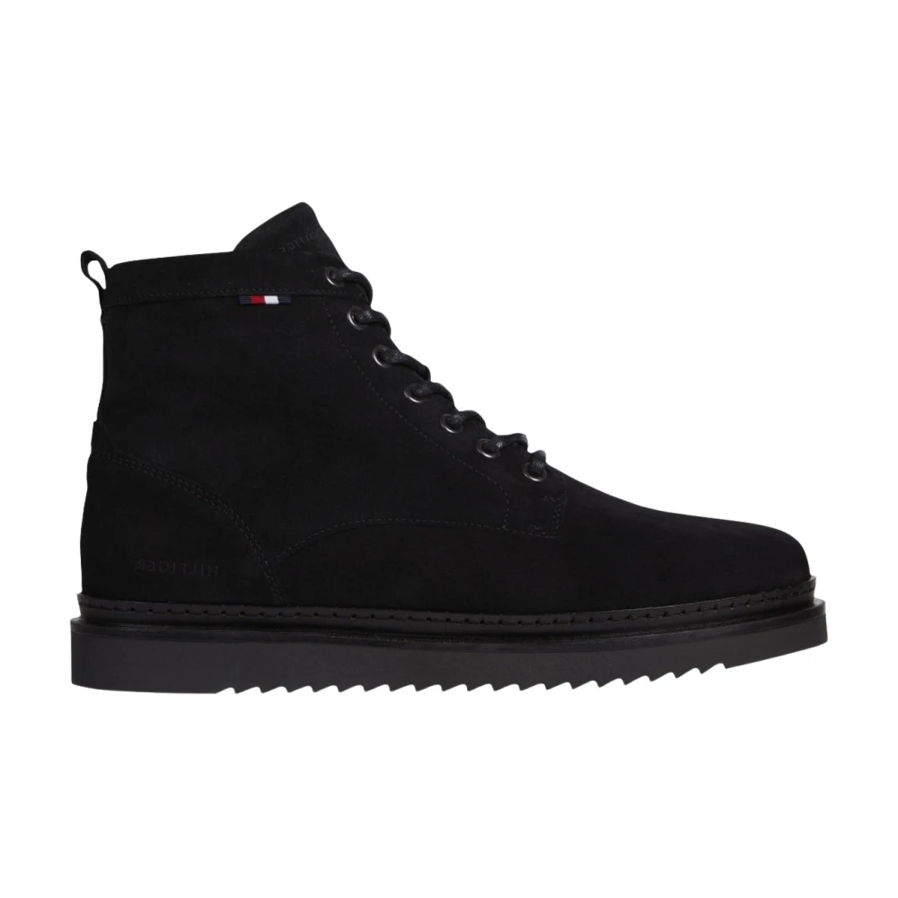 Tommy Hilfiger Opgevouwen Suède Leren Laars Black Heren