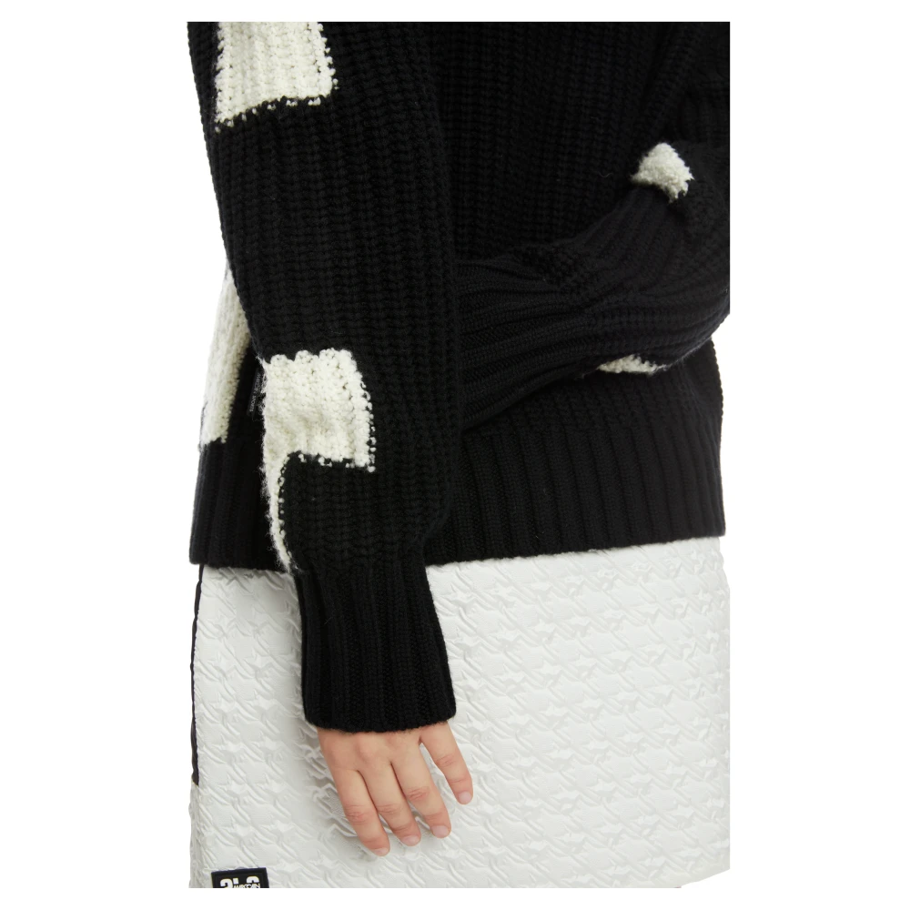 Marc Cain Geruite Wollen Trui Black Dames