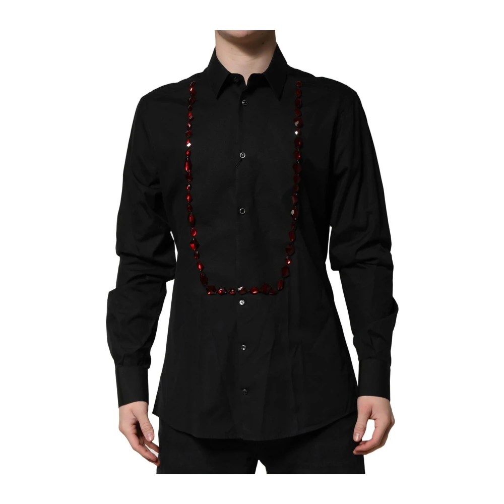 Dolce & Gabbana Men's Black Crystal Embellished Formal Dress Shirt - Formal Shirts - 2XS - Shirts