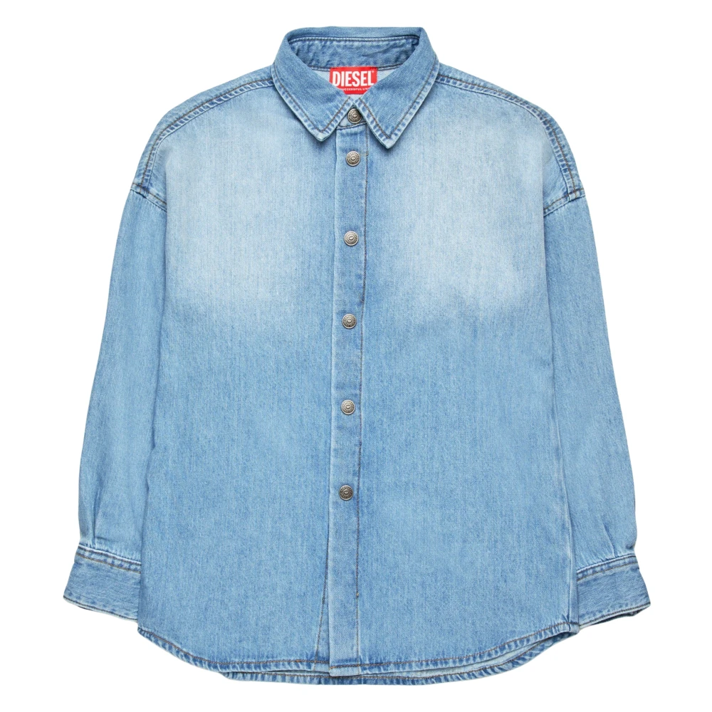 Diesel Boys Blue Oval D Back Logo Denim Shirt - Kids Shirts - 6 Y - Kids