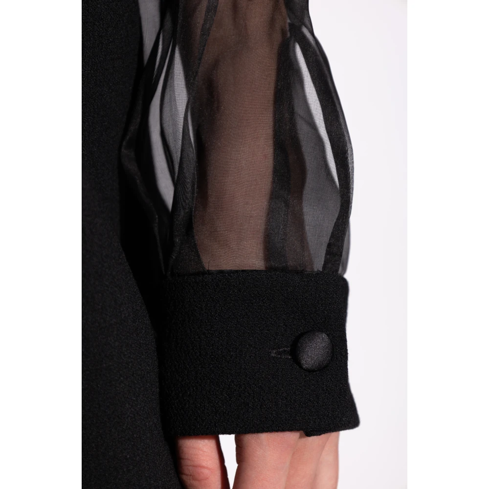 Dolce & Gabbana Transparante jurk met fluwelen riem Black Dames