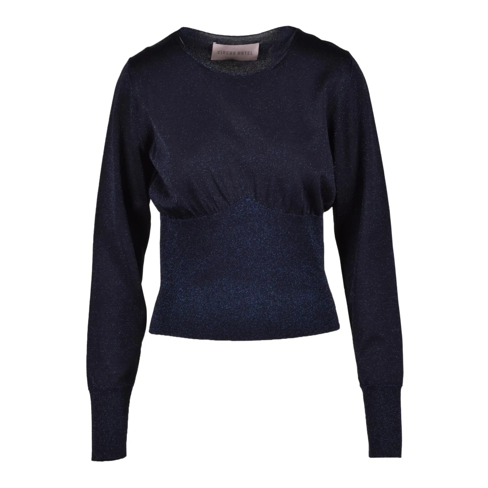 Circus Hotel Metallic Gebreide Top Blue Dames