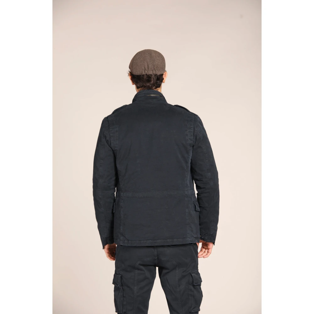 Mason's Camouflage Field Jacket Slim Fit Navy Blauw Blue Heren