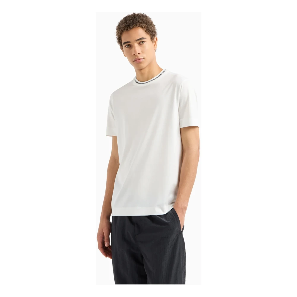 Emporio Armani Logo Accent T-shirt in het wit White Heren