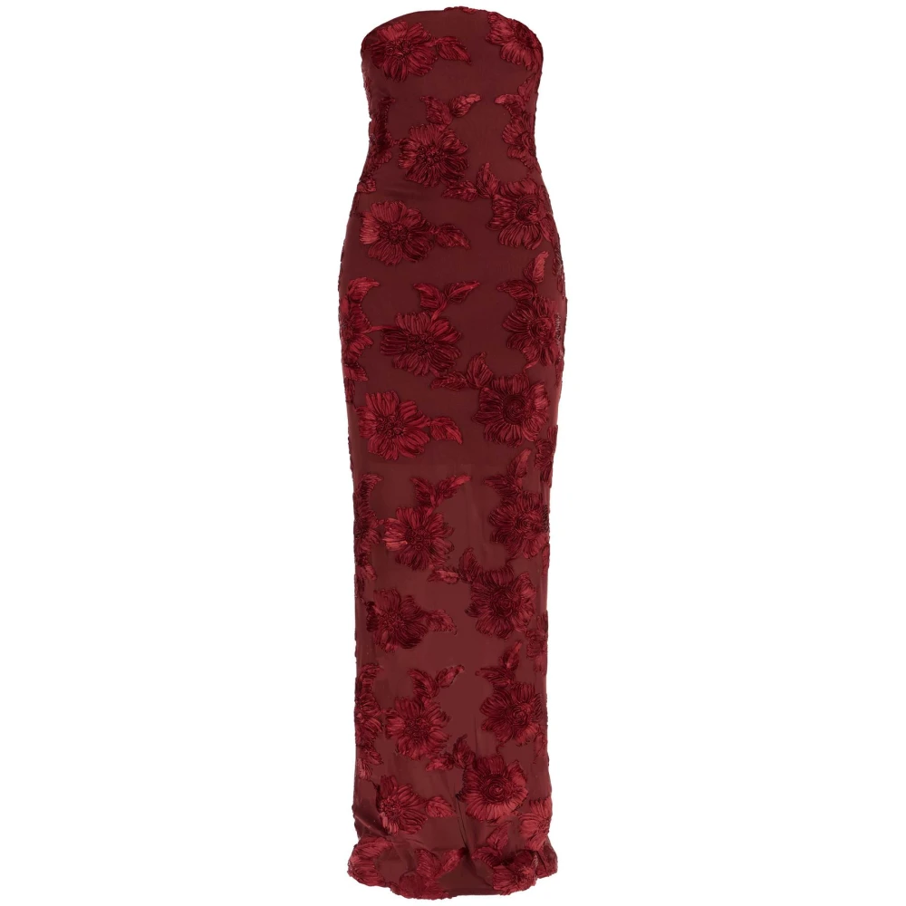 Rotate Birger Christensen Geborduurde Mesh Jurk met Bloemen Red Dames