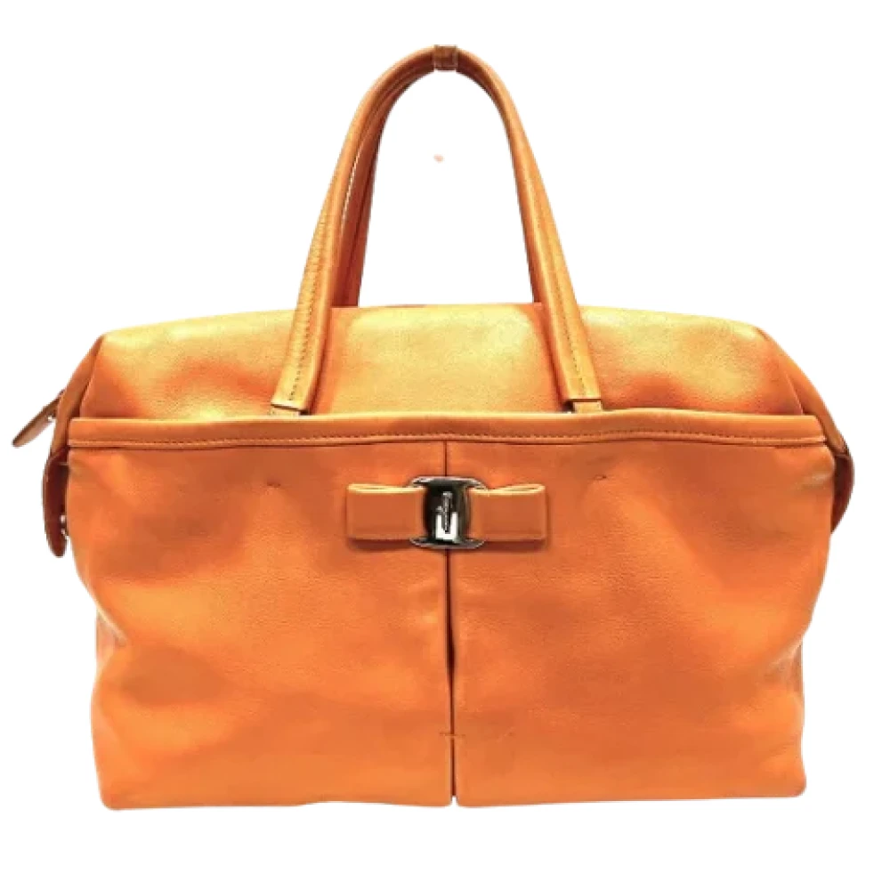 Salvatore Ferragamo Pre-owned Fabric handbags Orange Dames