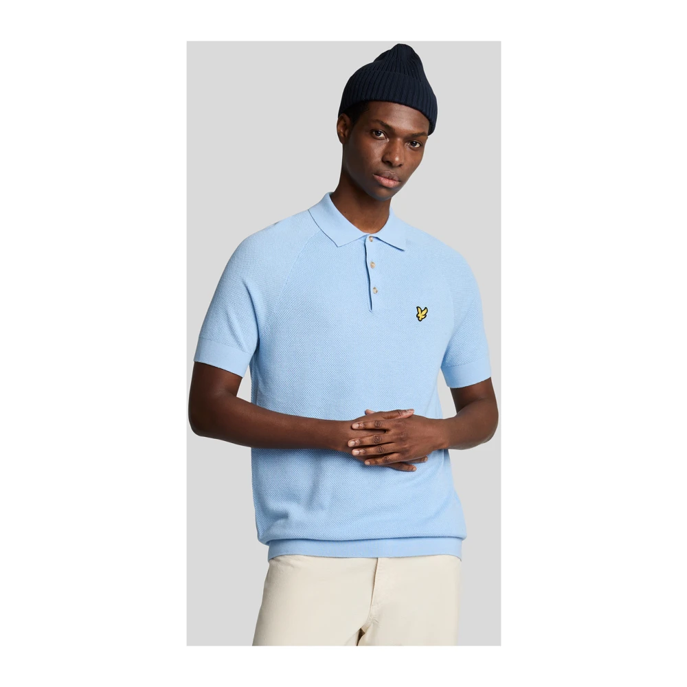 Lyle & Scott Mid Knits Linnenmix Gebreide Polo Blue Heren