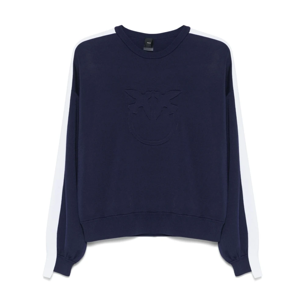 Pinko Blauw en wit trui Ss25 Blue Dames