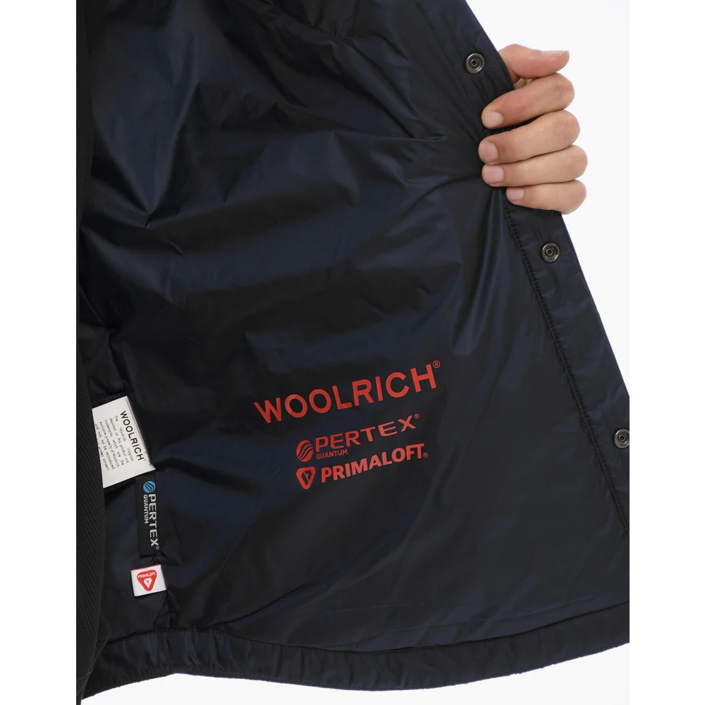 Woolrich Blauwe Gewatteerde Jas Rits Logo Blue Heren