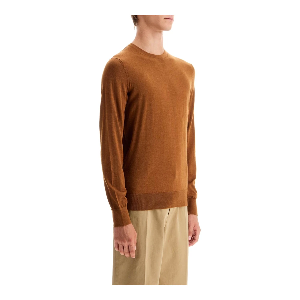 Ermenegildo Zegna Zijde Kasjmier Crew-Neck Sweater Brown Heren