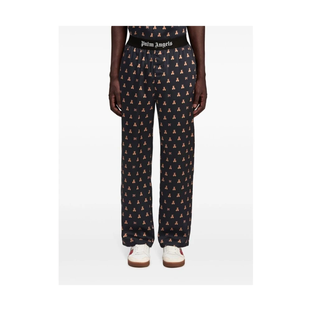 Palm Angels Monogram Patroon Elastische Taille Broek Black Heren