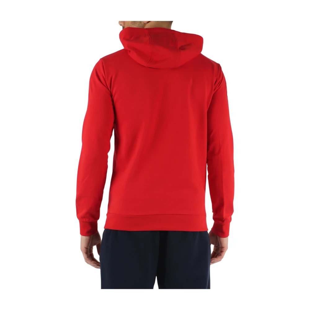 Emporio Armani EA7 Katoenen hoodie met logo print Red Heren