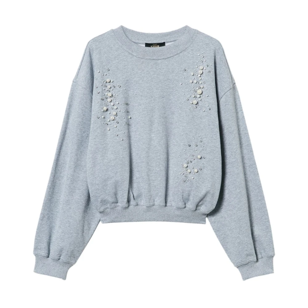 Twinset Grijze Gebreide Trui met Faux-Parel Versiering Gray Dames