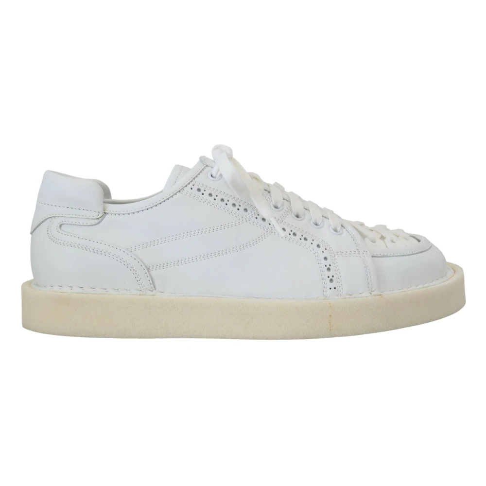 Dolce & Gabbana Men's White Sneakers,, Leather Low Top Oxford Trainers Casual Shoes Size 6 Uk