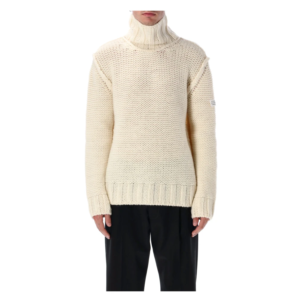 Mm6 Maison Margiela Men's Beige Chunky Wool Turtleneck Jumper - Turtlenecks - M - Knitwear