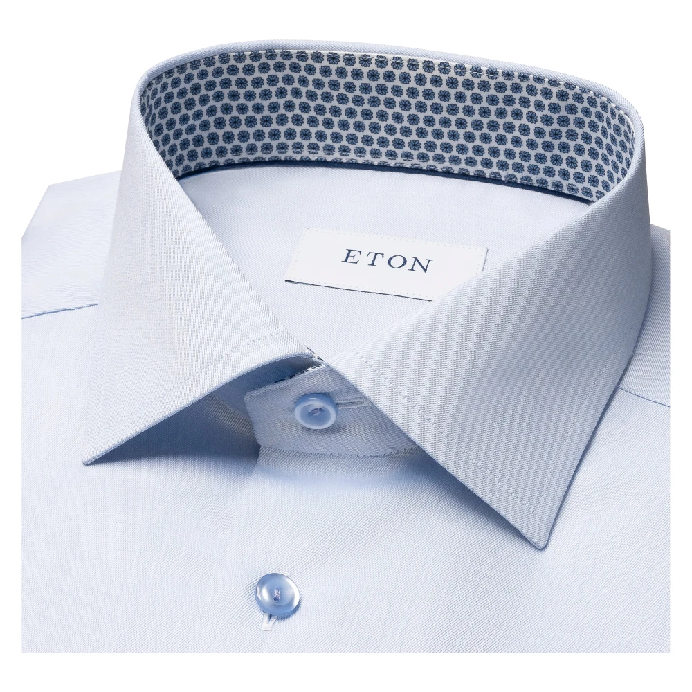 Eton Lichtblauw Signature Twill Eigentijds Overhemd Blue Heren