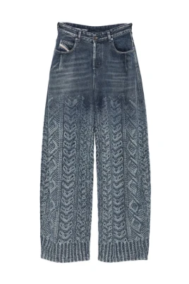 Jeans med kabelstickat tryck och vida ben