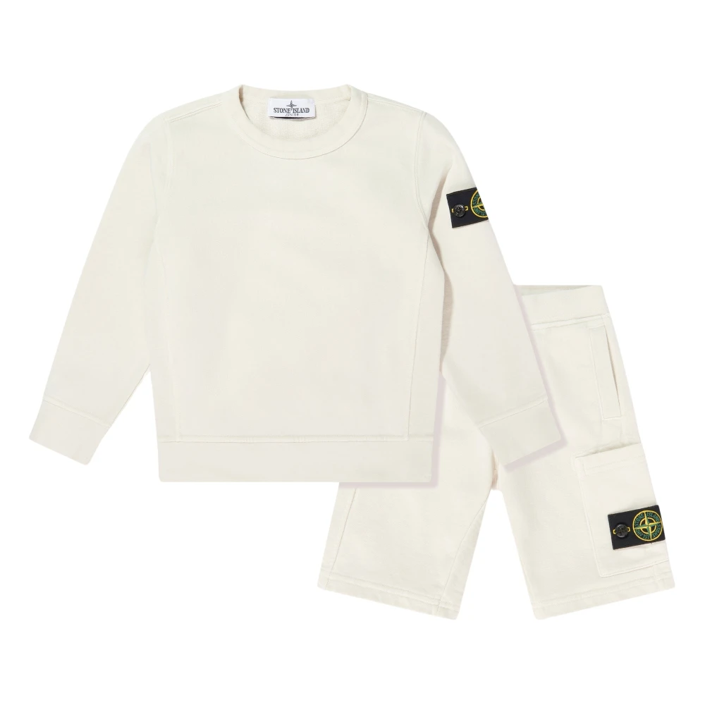Stone Island Boys Beige Kids Sets, 3 Y, Compass Logo Short Set