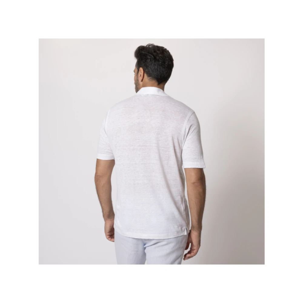 Gran Sasso Wit Linnen Shirt met Korte Mouwen White Heren