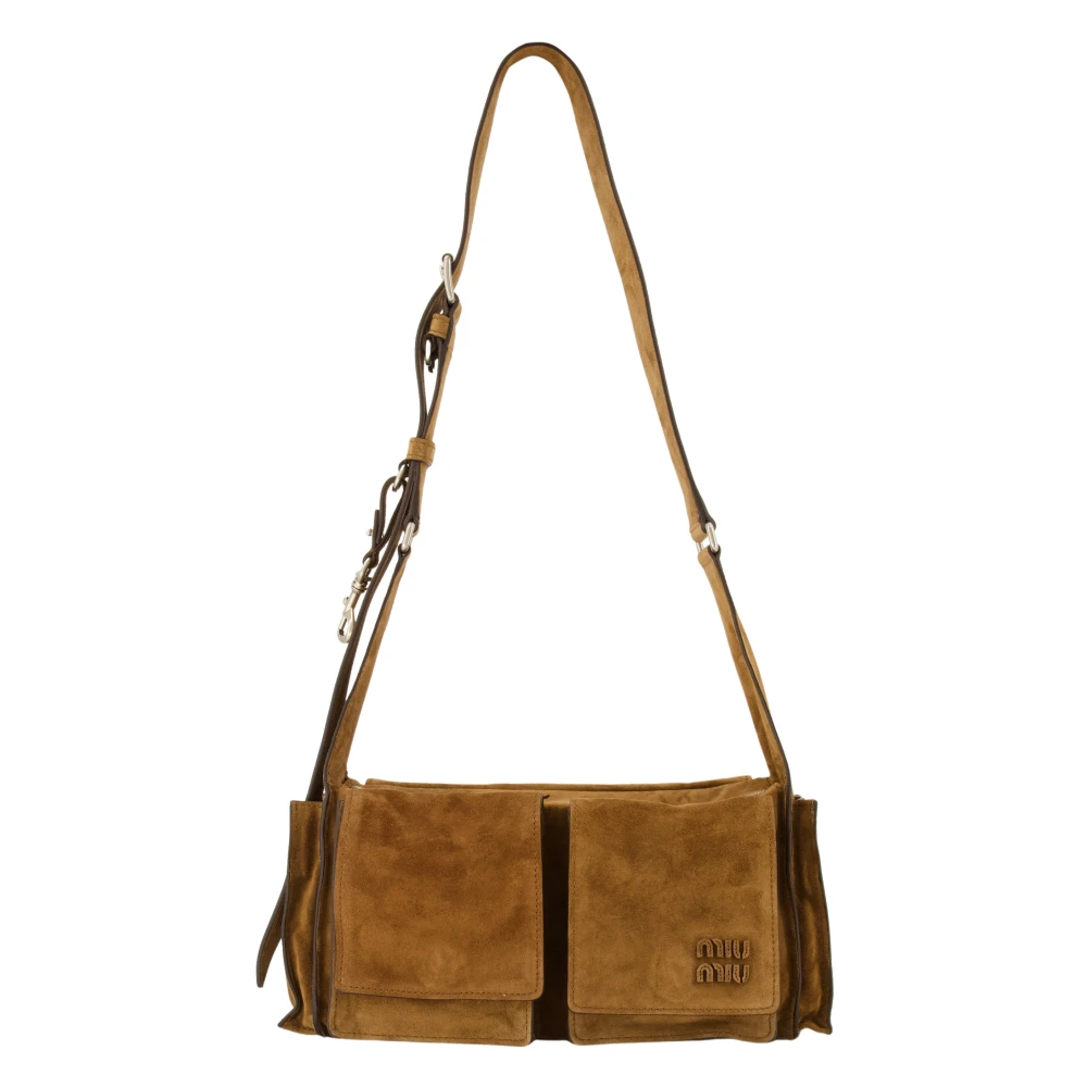 Miu Miu Utilitaire Suede Shoulder Bag - Female - Shoulder Bags - Brown - One Size - Bags