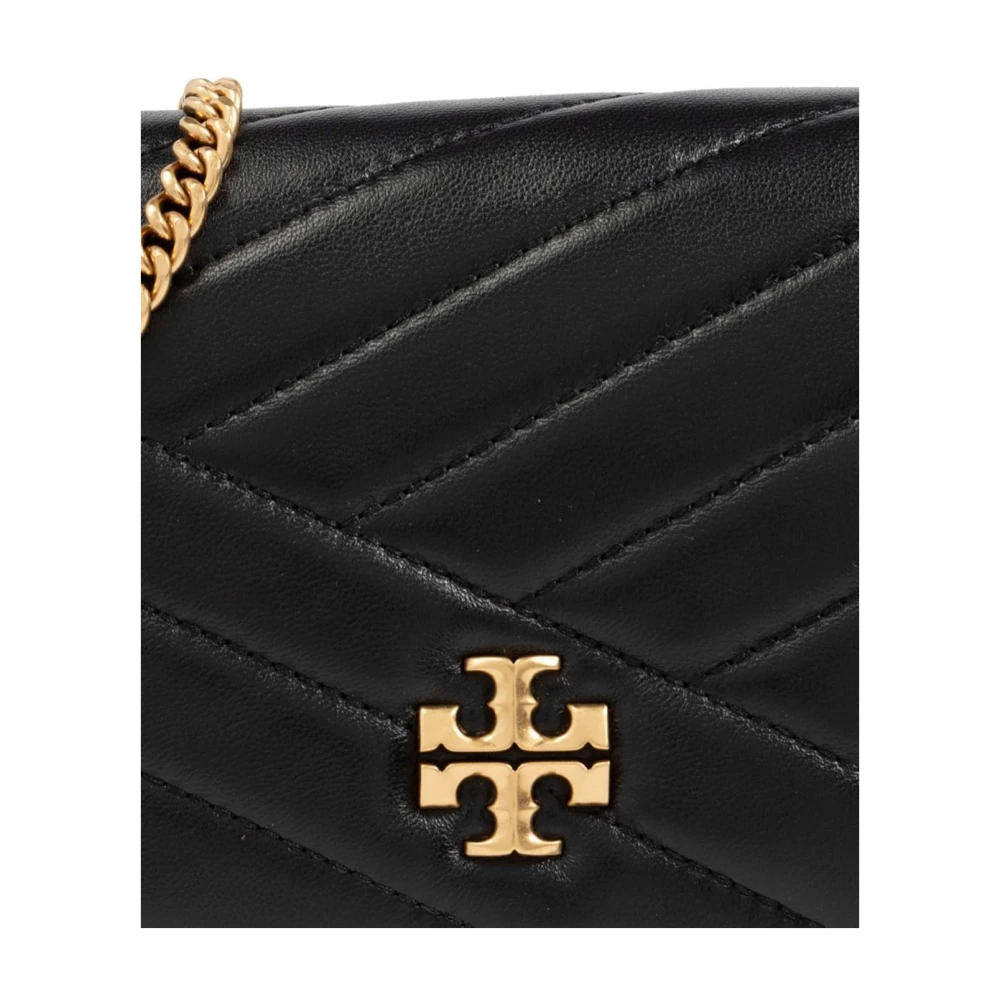 TORY BURCH Chevron Quilted Wallet met Ketting Black Dames