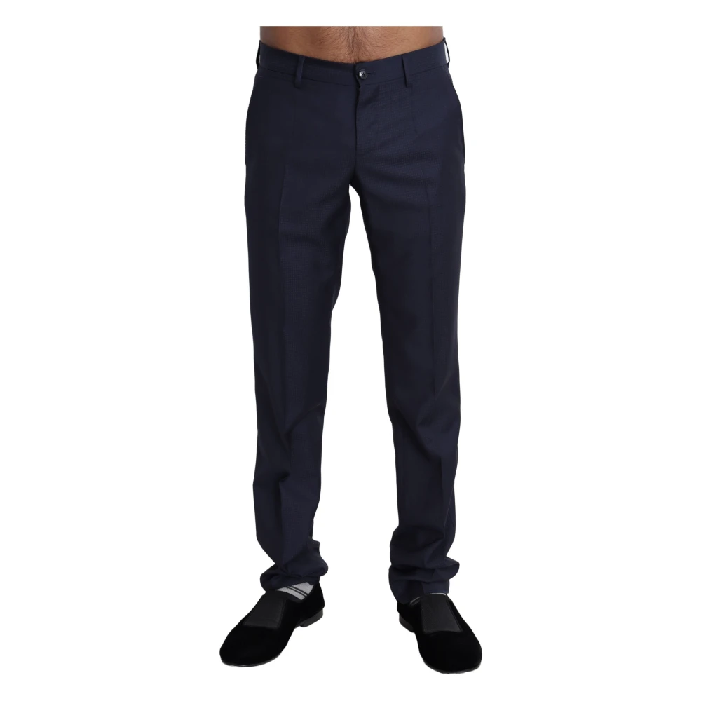 Dolce & Gabbana Blue Navy Slim Fit Dress Trousers - Male - Slim-Fit Trousers - Xs - Trousers