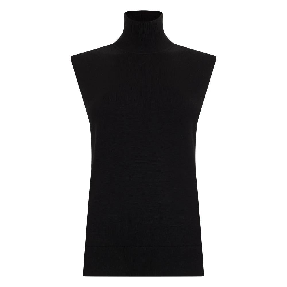 Totême , Turtlenecks, Female, Black, S, Sleeveless Fine Turtleneck