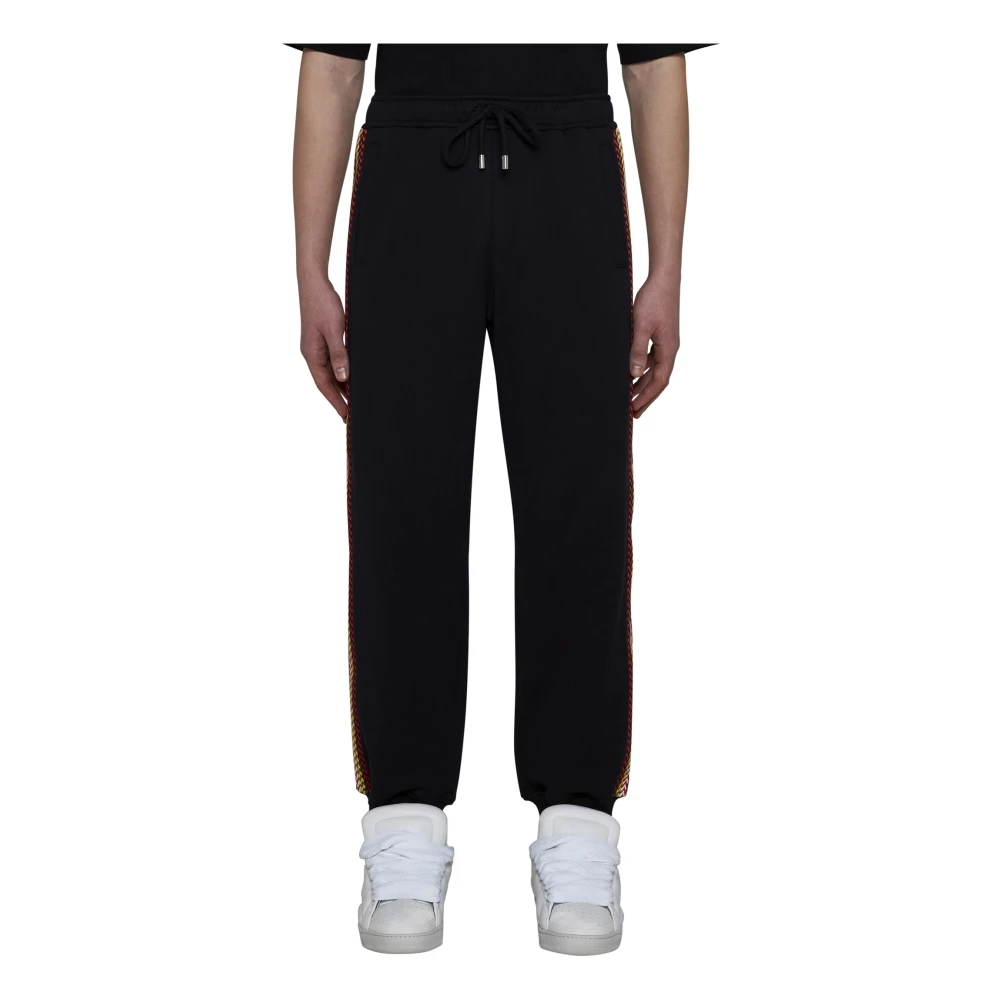 Lanvin Zwarte Jerseybroek met Streepdetail Black Heren