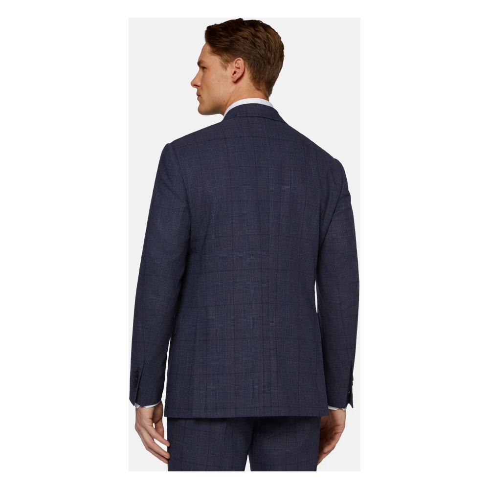 Boggi Milano Prince of Wales Check zuiver wollen pak Blue Heren