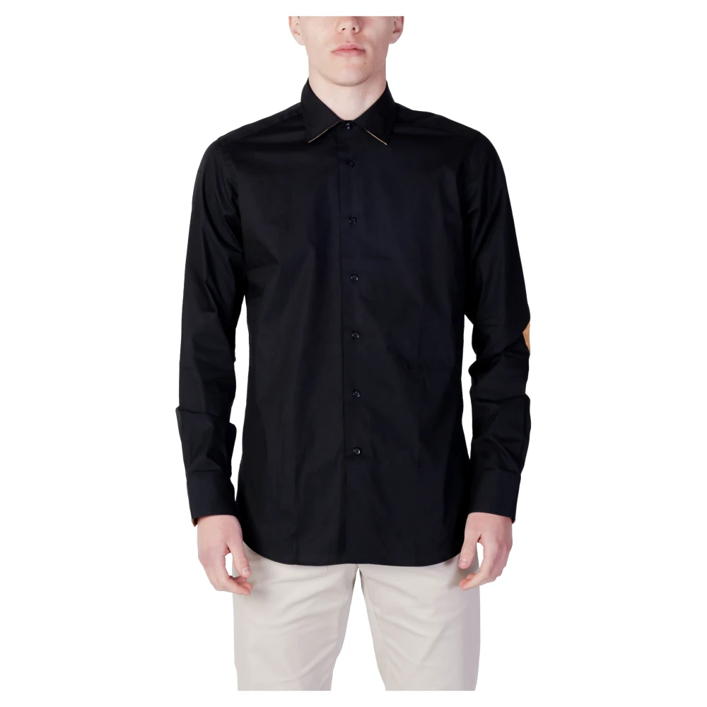 Alviero Martini 1a Classe Zwart Katoenen Overhemd Lente Zomer Collectie Black Heren