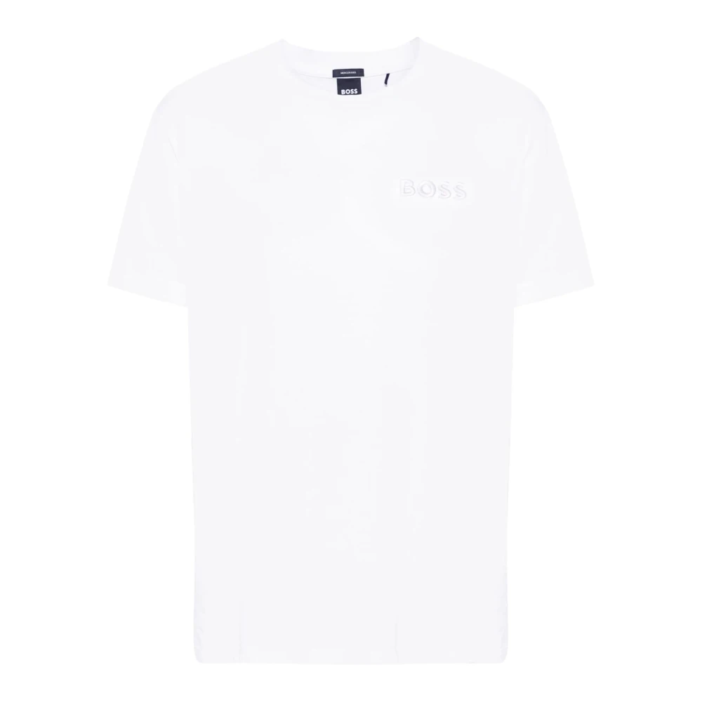 Boss Geborduurd Logo Wit Crewneck T-Shirt White Heren