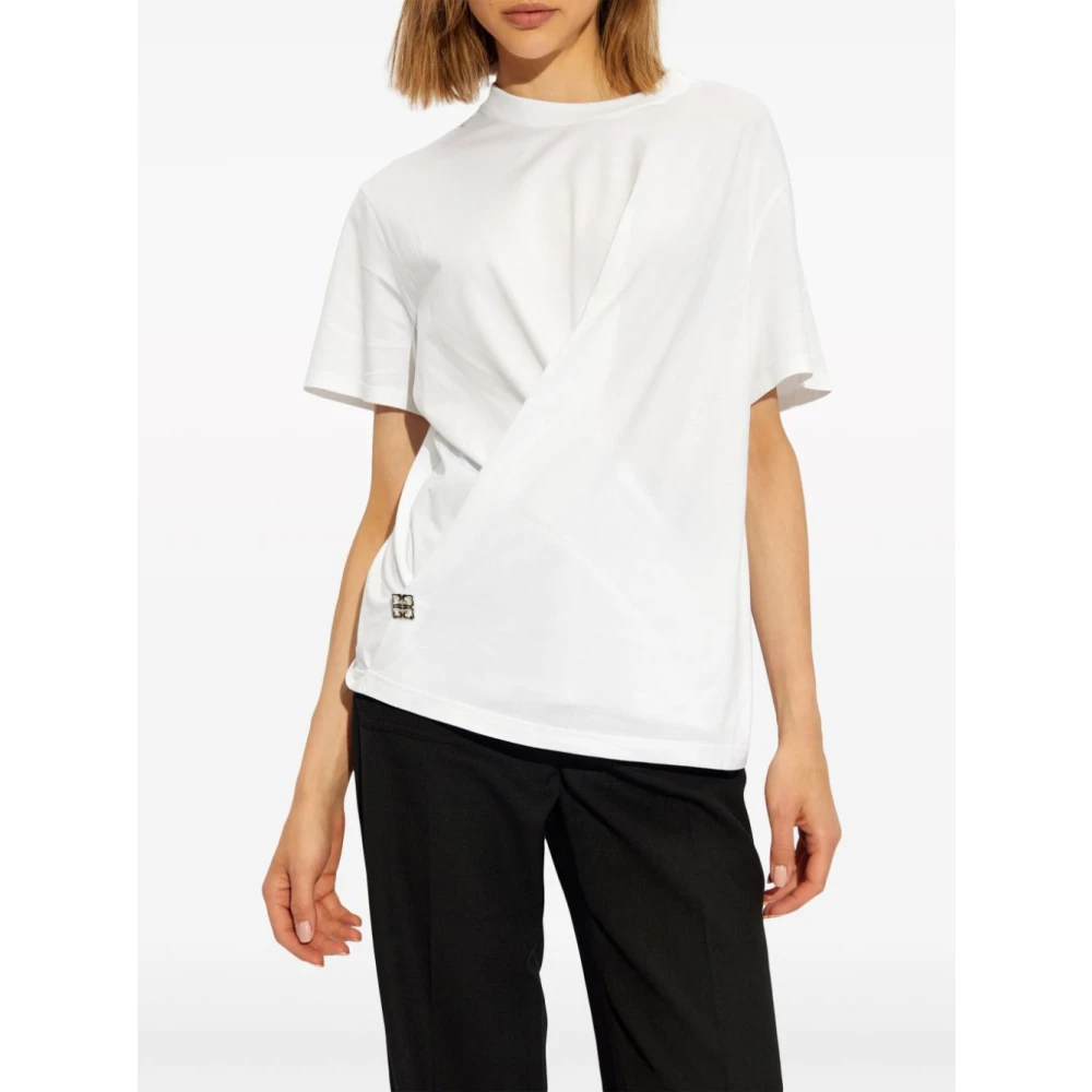 Givenchy White Metallic Logo Wrap T-shirt White Dames