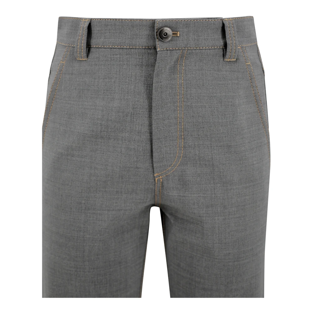 BRUNELLO CUCINELLI Grijze Wollen Blend Wijde Pijp Broek Gray Dames
