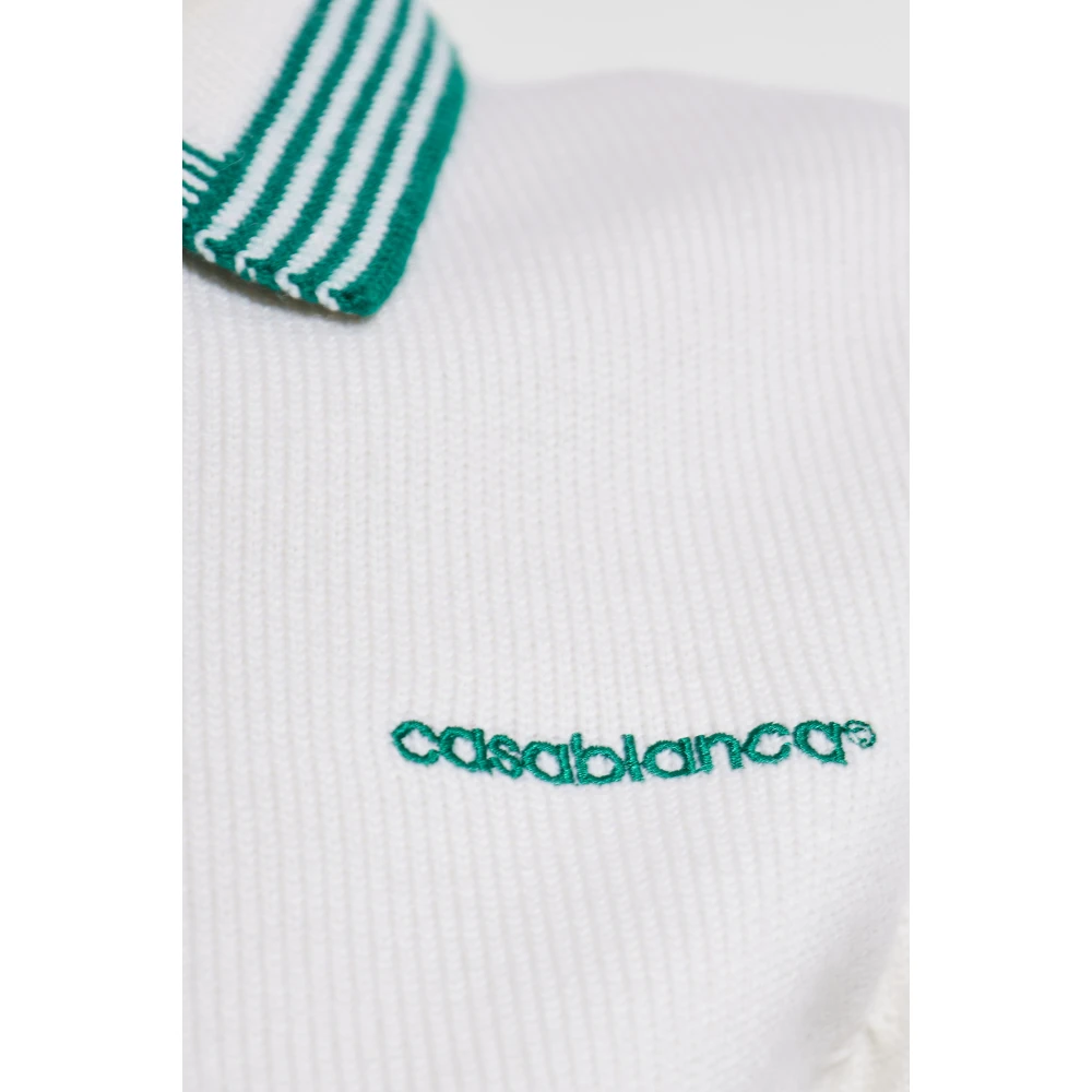 Casablanca Wollen polo met geborduurd logo White Dames
