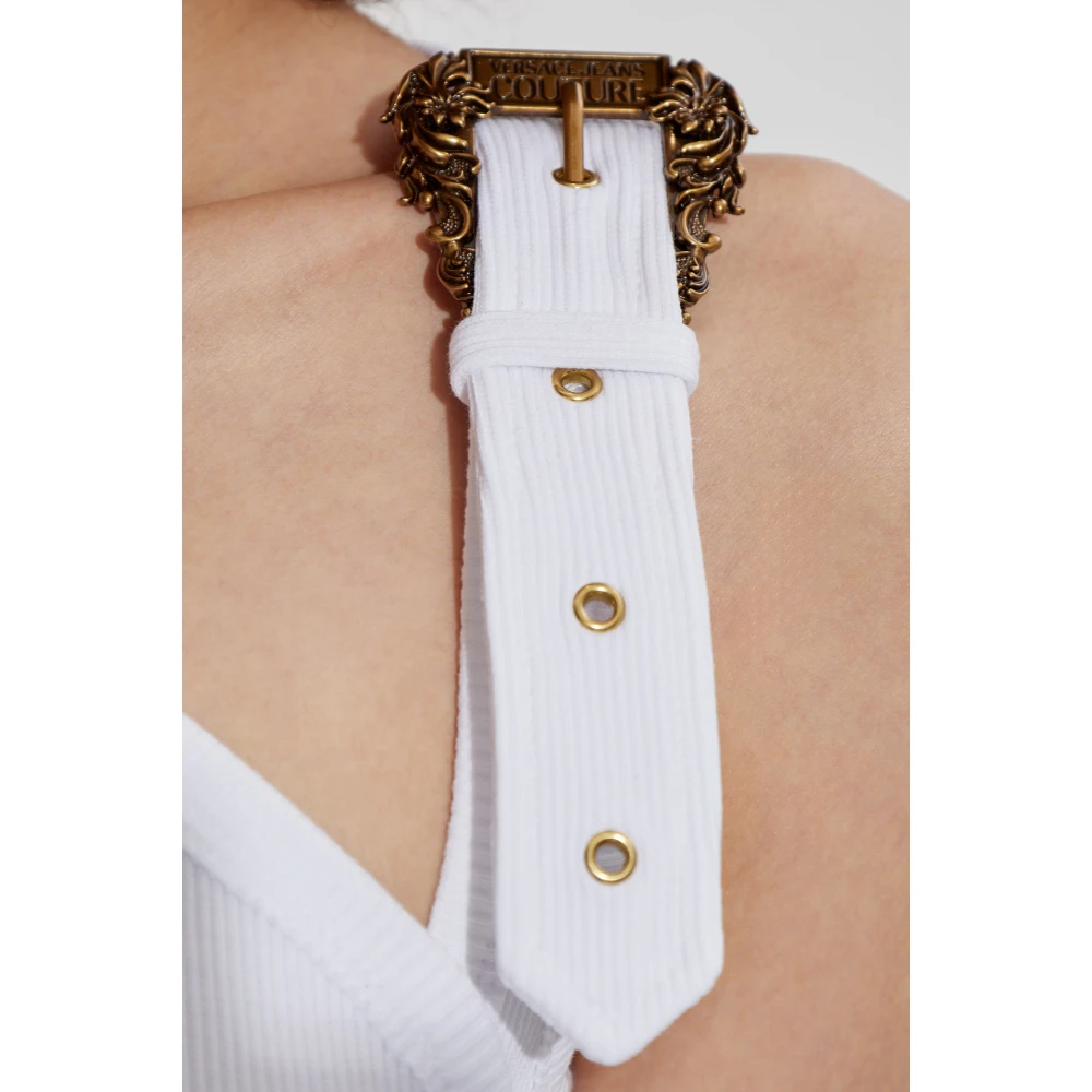 Versace Jeans Couture Geribbelde tanktop White Dames