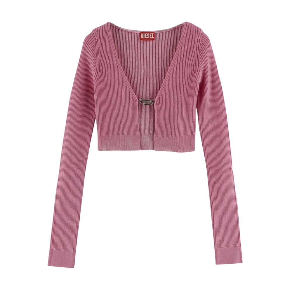 Diesel Katoenen Logo Cardigan Pink Dames