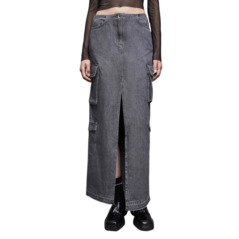 PATRIZIA PEPE Cargo Lange Denim Rok Gray Dames