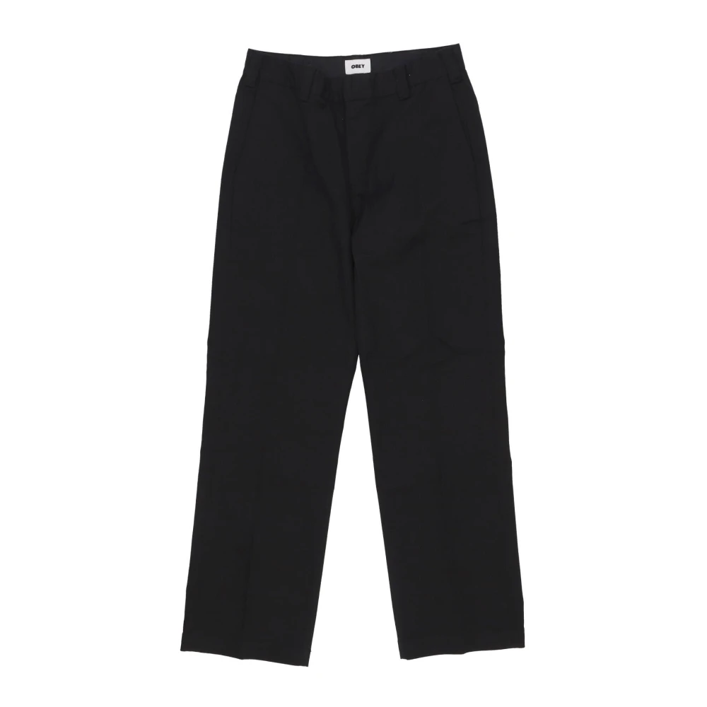 Obey Women's Black Twill Straight Leg Trousers - Straight Trousers - W30 - Trousers