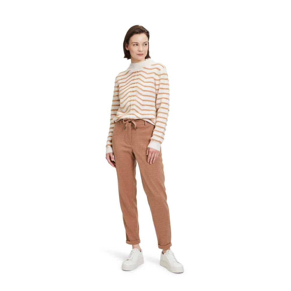 Betty & Co Gebreide trui met ronde hals Beige Dames